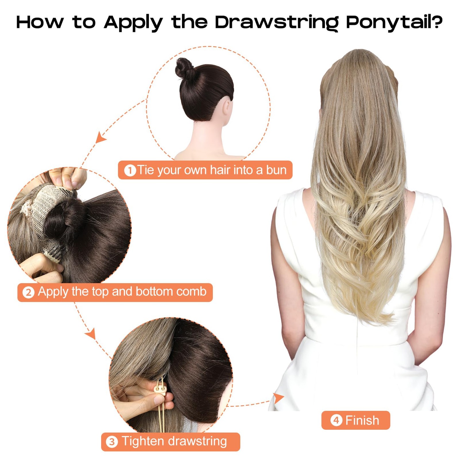 Seikea Versatile Drawstring Ponytail Extension 26 Long Wavy Multi Layered Clip