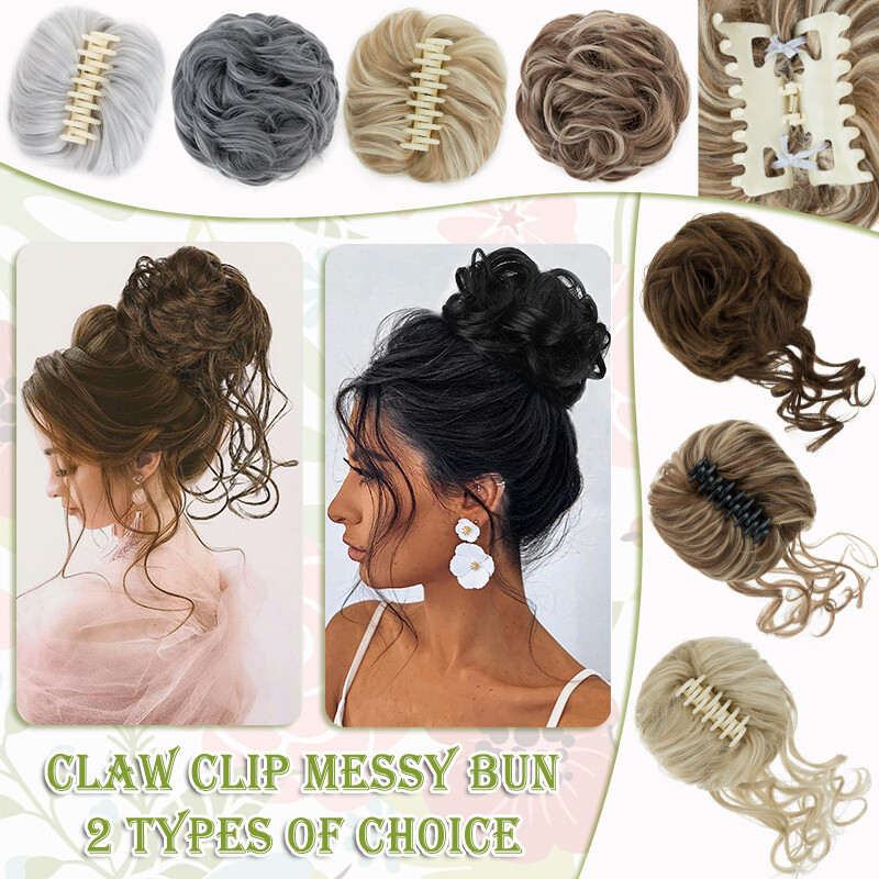 Thick Messy Bun Scrunchie Updo False Cover Curly Claw Clip Hair Extensions Women