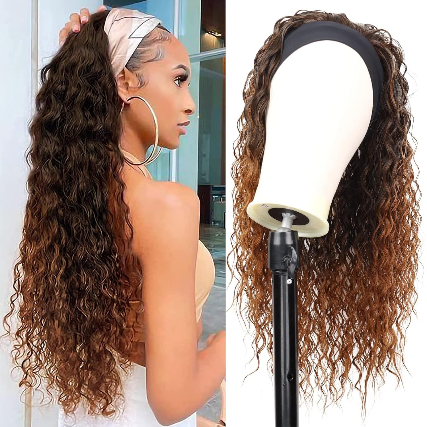 Breathable Elastic Cap Curly Wig – Adjustable Straps