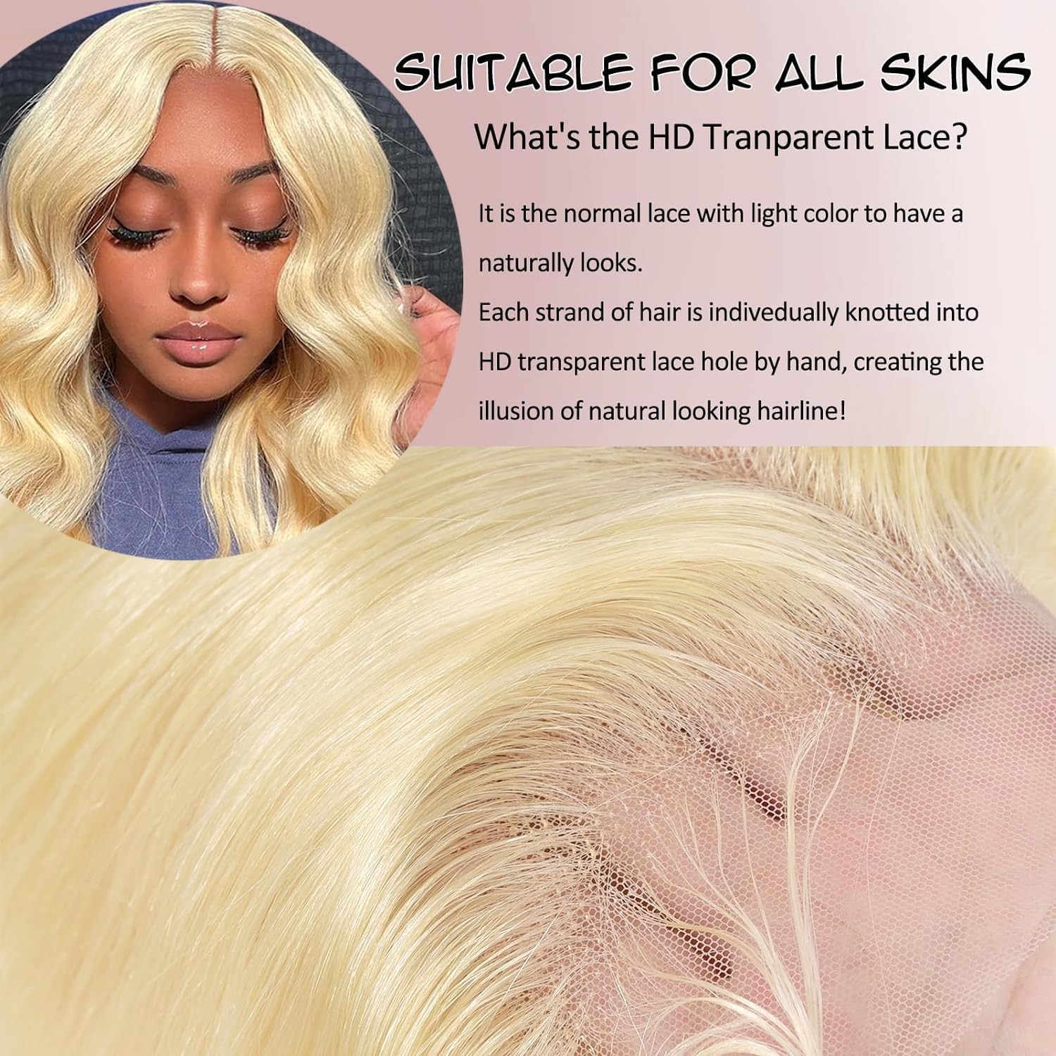 613 Frontal 13×4 HD Transparent Lace Closure 100% Russian Blonde Human Hair E…