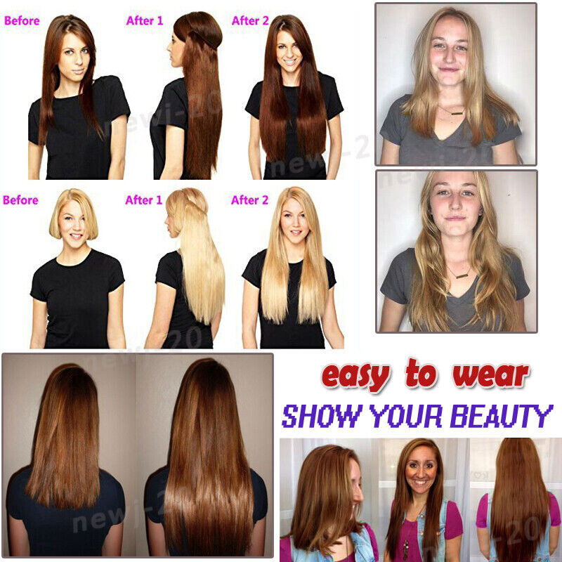 Wire On Clip In 100% Remy Human Hair Hairpiece Headband Extensions Hidden Ring
