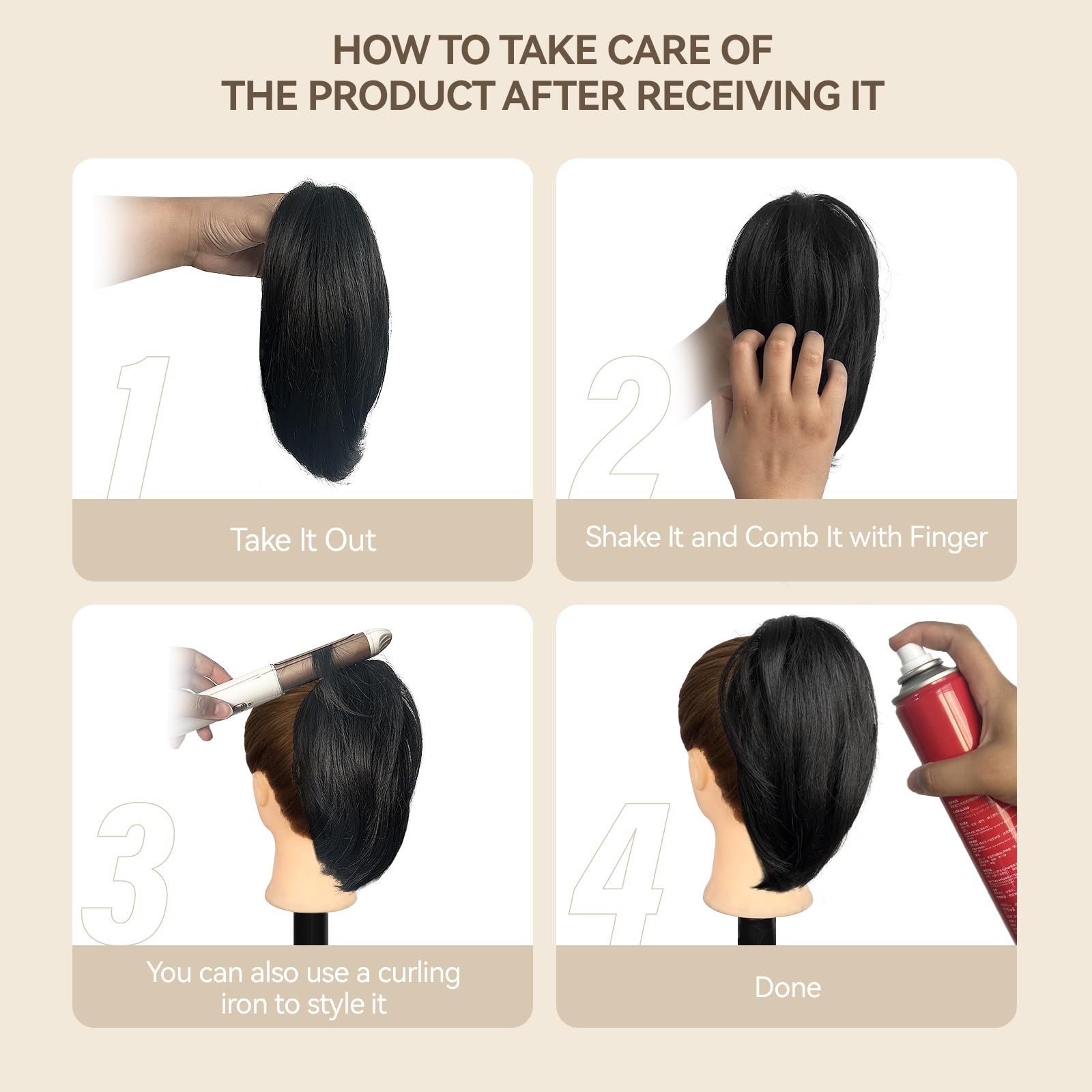 Clip on Ponytails for Women 10 Inch, Dark Blonde with Beige Highlights