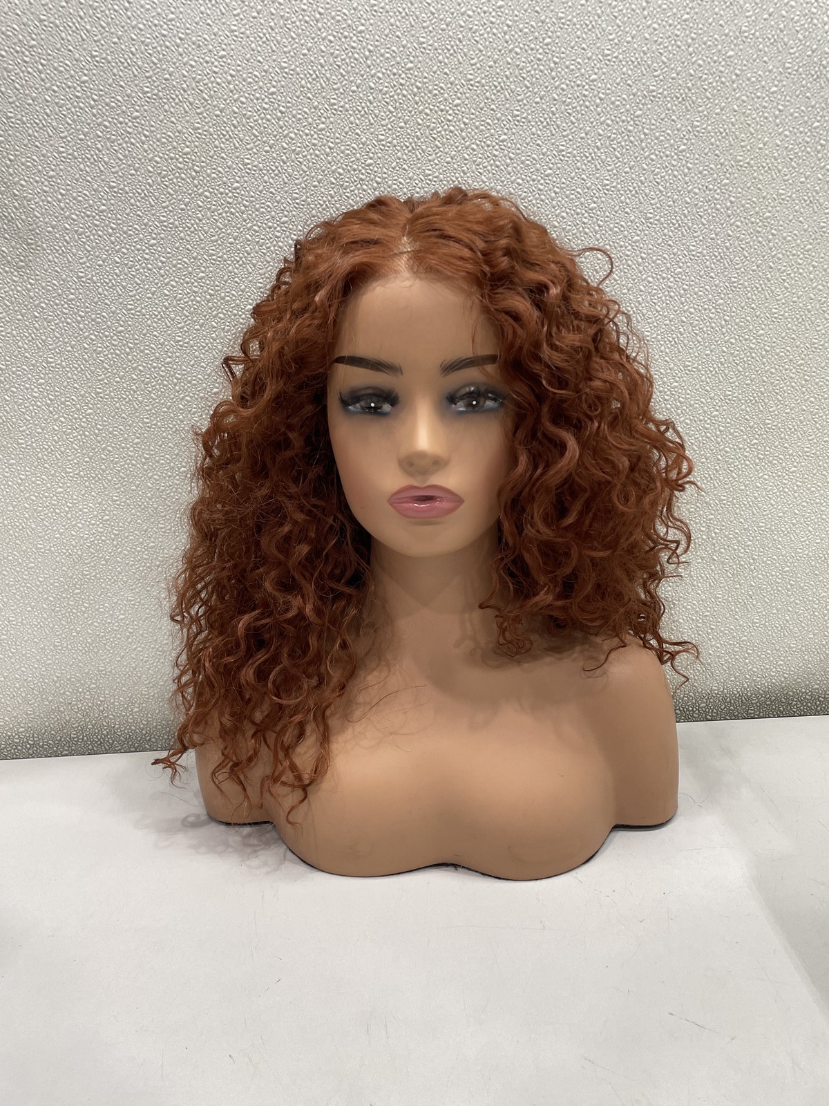 Gorgius Reddish Brown Curly Synthetic Fiber Glueless Wig, 20″