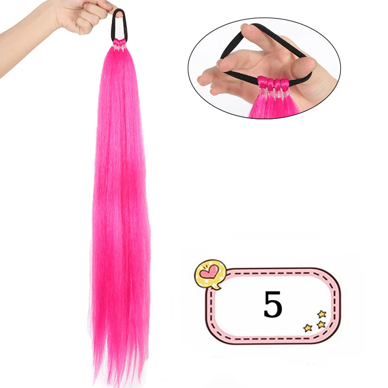 Versatile DIY Braided Ponytail Extensions Synthetic Fake Hair With Elastic Band