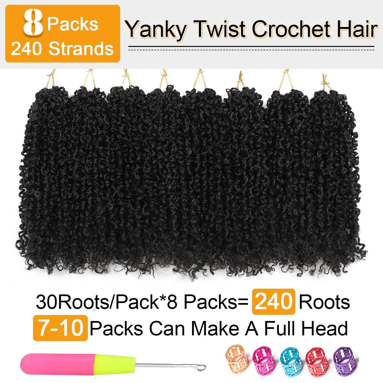Pre-looped Yanky Twist Crochet Hair 8 Inch 8 Packs Bohemian Passion Twist Spr