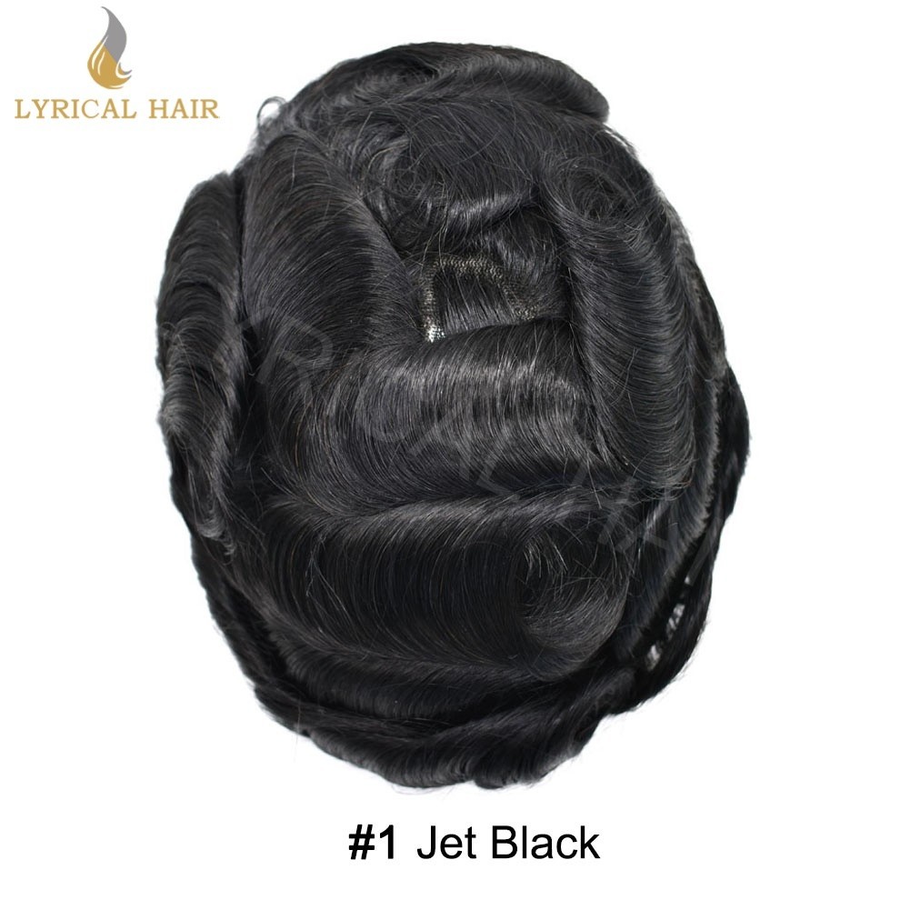 Men’s 0.06mm Thin Skin Toupee Human Hair Replacement System Invisible PU Hairpie