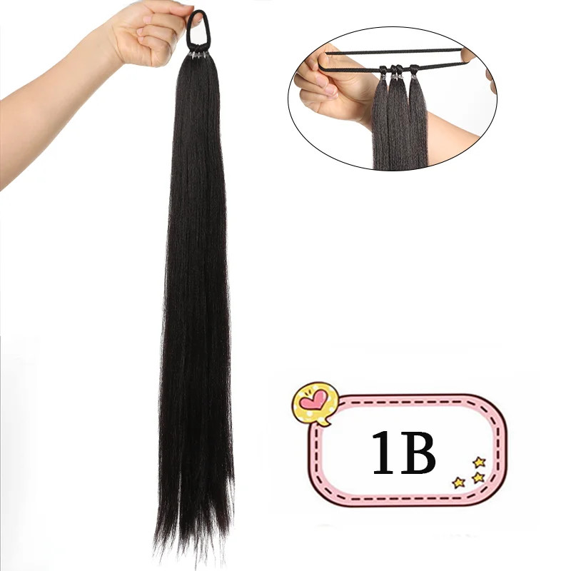 Versatile DIY Braided Ponytail Extensions Synthetic Fake Hair With Elastic Band