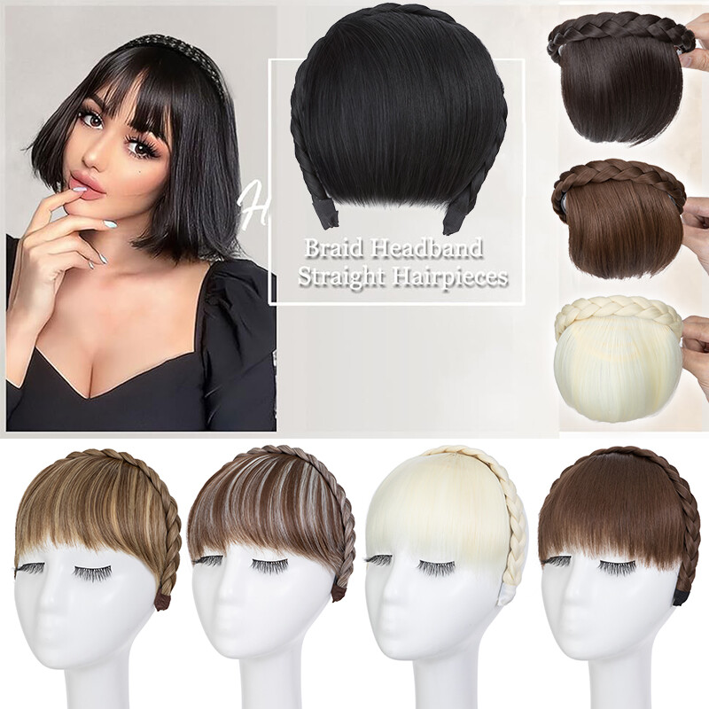 Real Thick Bangs Clip in Front Fringe AS Human Hair Extensions Hairband Bangs US