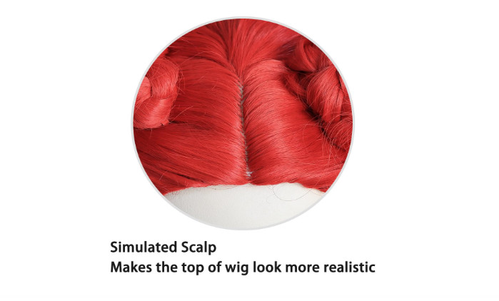 Long Cosplay Wig for Women Red Wavy High Temperature Fiber Wig Color Ground