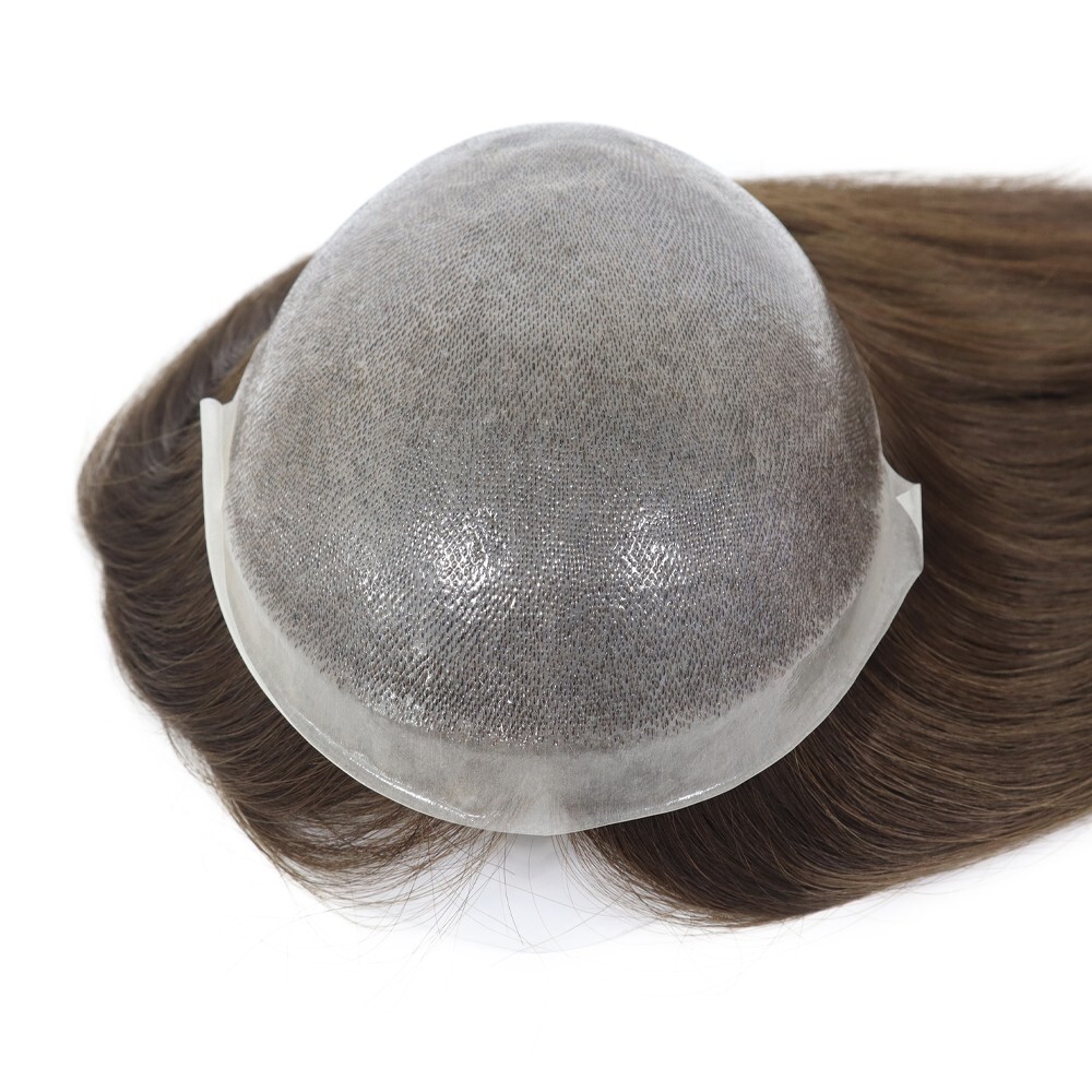 Women Topper Top Piece Injected Poly Skin Systems Cuticle Remy Hair Pieces #4