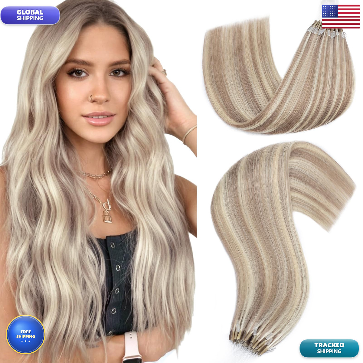 Hairro U Tip Human Hair Extensions Micro Ring Keratin Glue Hot Fusion Remy Hair