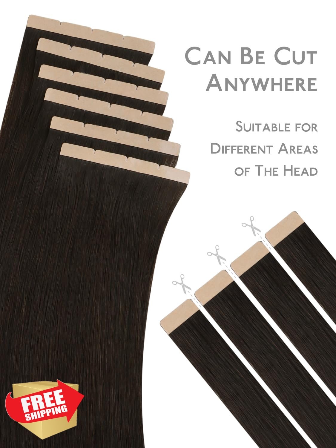 Wennalife 8cm Tape Hair Extensions 22 Inch Dark Brown