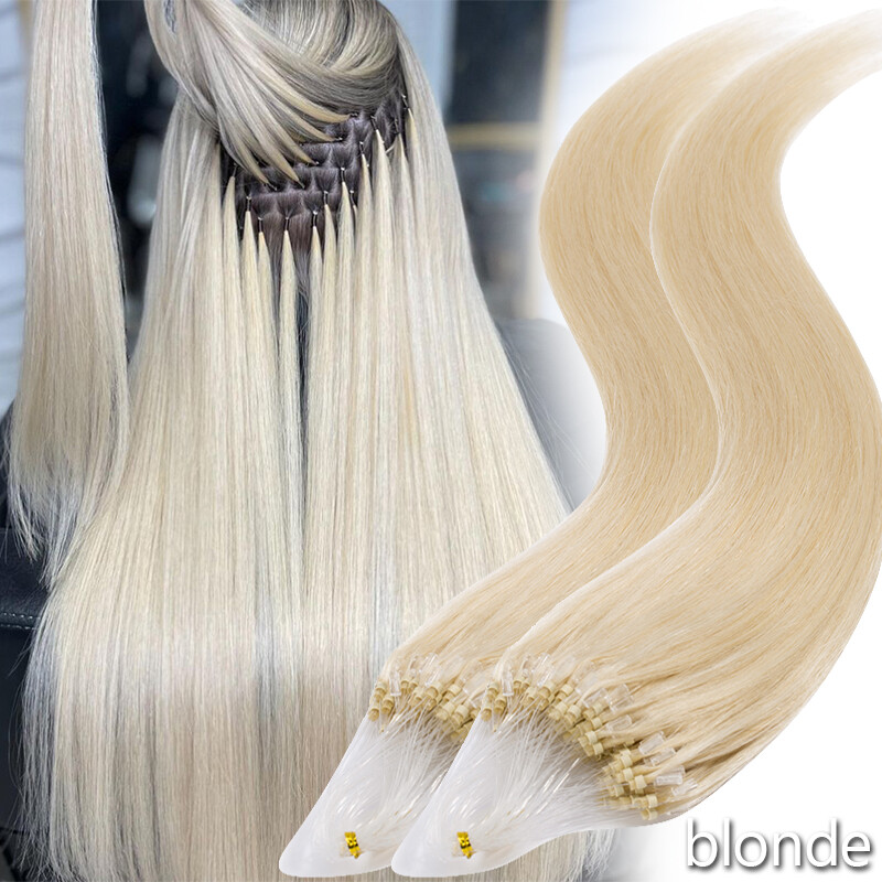 200 Strands Micro Loop Ring Beads Tip Highlight 100% Remy Human Hair Extensions