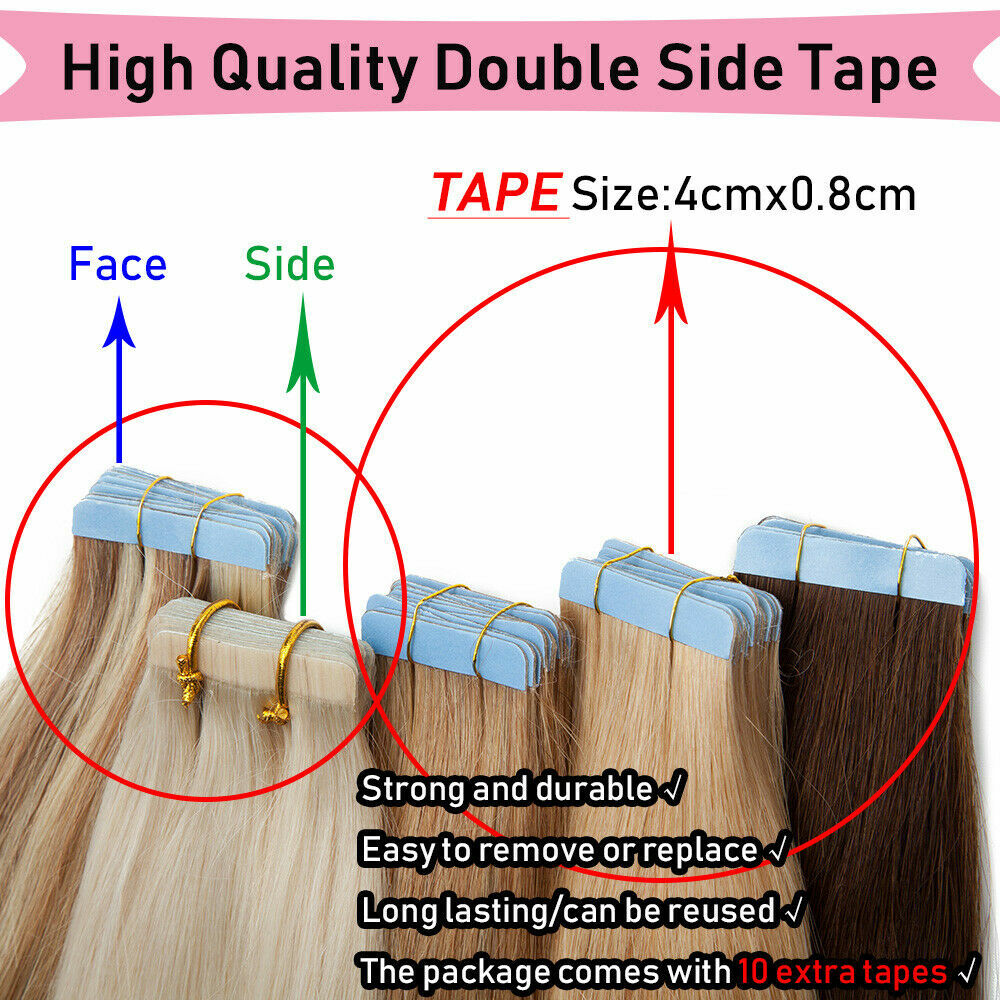 Adhesive Tape in Hair Extensions Invisible Skin Wefts Human Hair Balayage Blonde