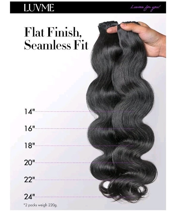 LUVME Invisible Body Wave Clip in Hair Extensions Real Human Hair for Women,…