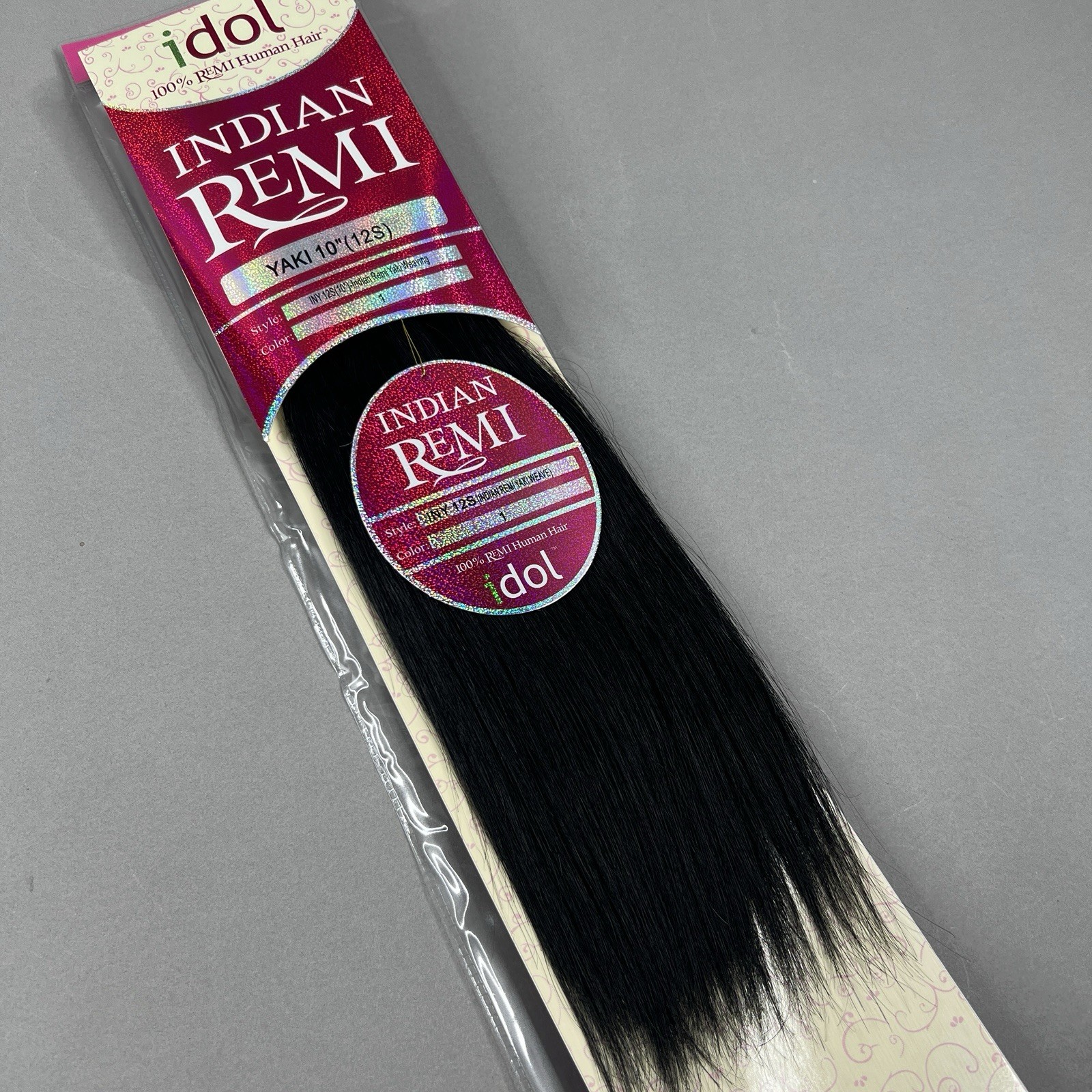 12″s Idol Remi #1 Jet Black Yaki Indian Remy Hair Extensions