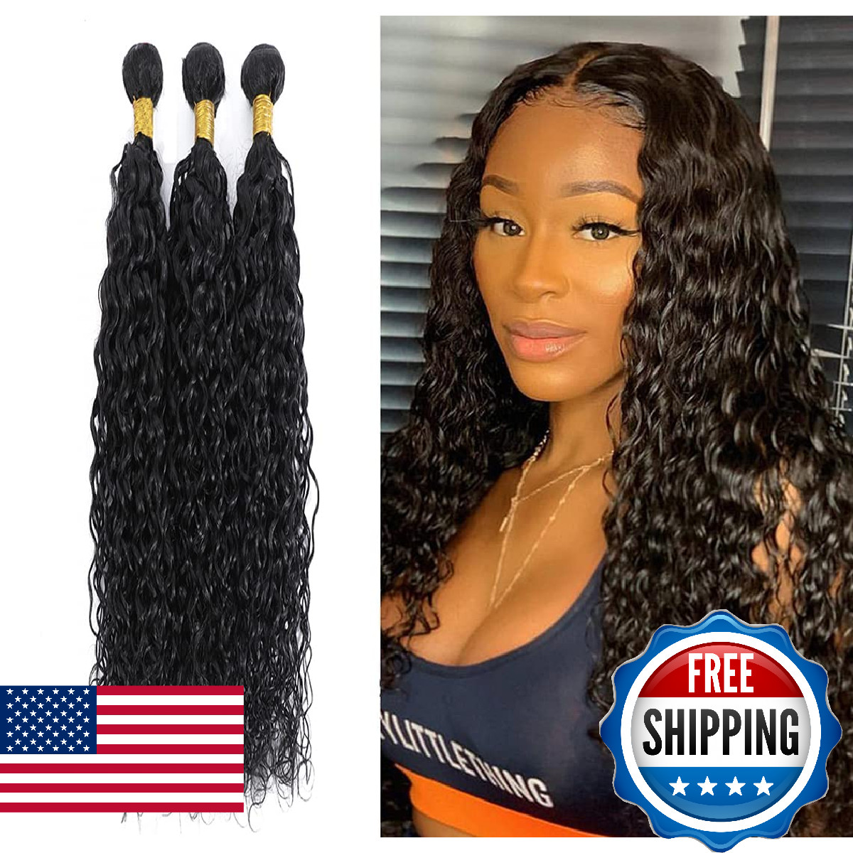 Xddnamei 300G Human Hair Bundles 26 28 30 Inch Water Wave Bundles Human Hair