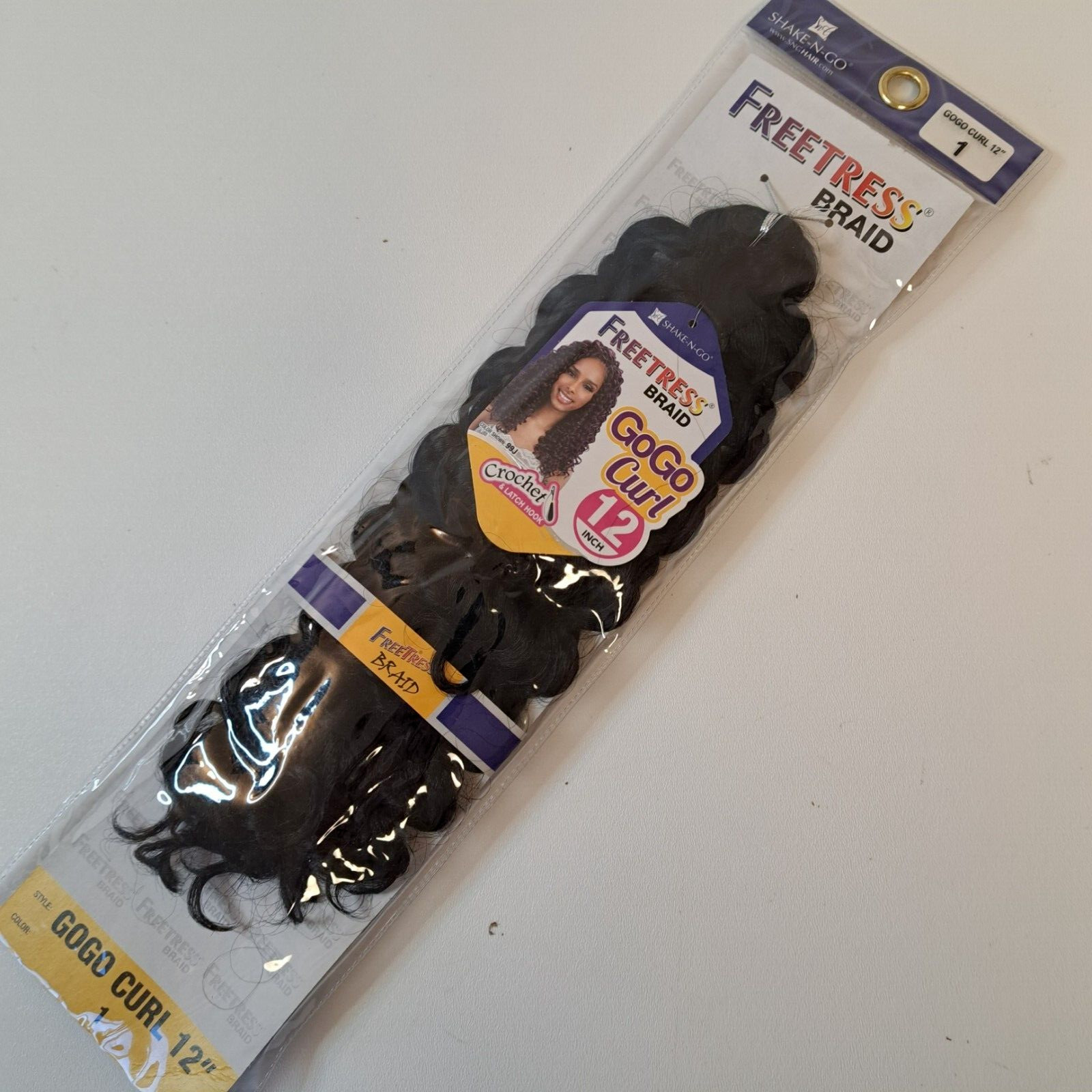 Freetress Synthetic Braiding Hair GOGO CURL 12″ Color 1 Jet Black