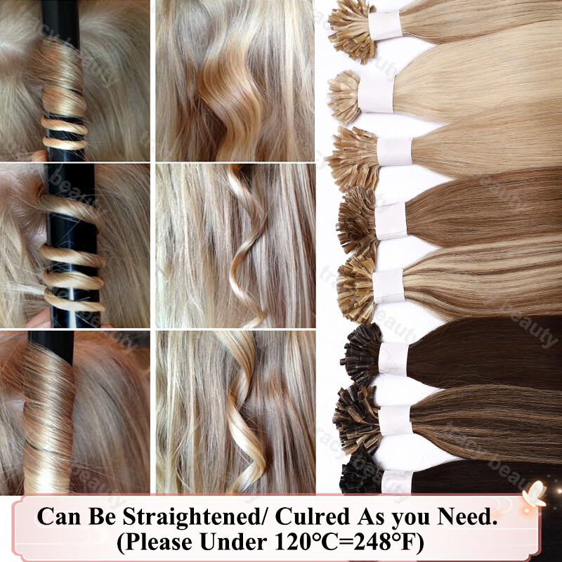 20-24Inch 100g Keratin Nail U Tip 100% Remy Human Hair Extensions Pre-Bonded US