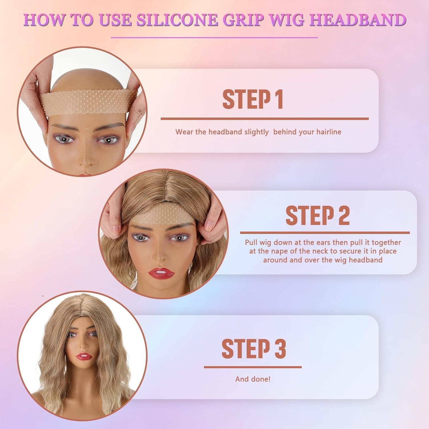 2 Pack Light Brown Silicone Wig Grip Bands – Ideal for Sports & Daily Use