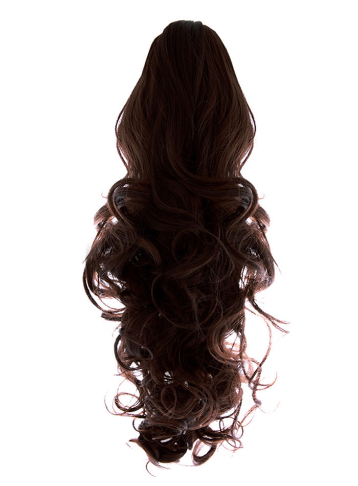 Long Curls 14″ Ponytail Clip In Hair Piece NWT Color #4 Very Dark Brown