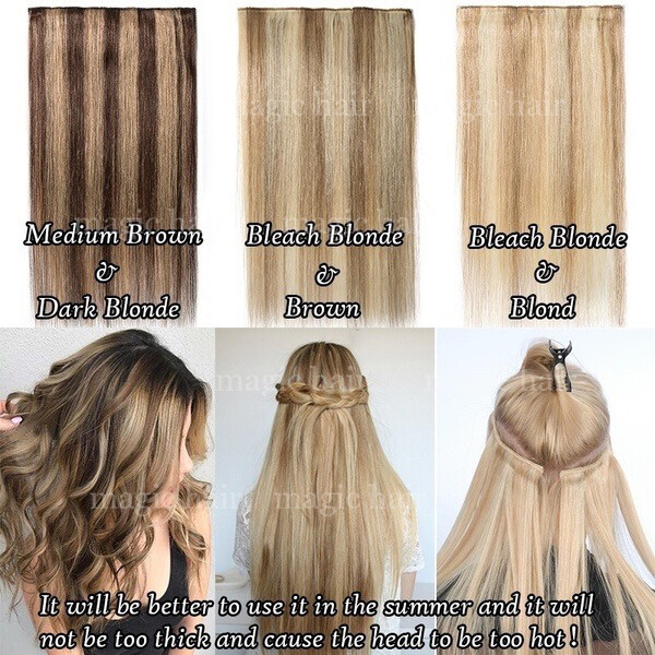 THICK One Piece Clip in Remy Human Hair Extensions 3/4Full Head Any Colors Ombre