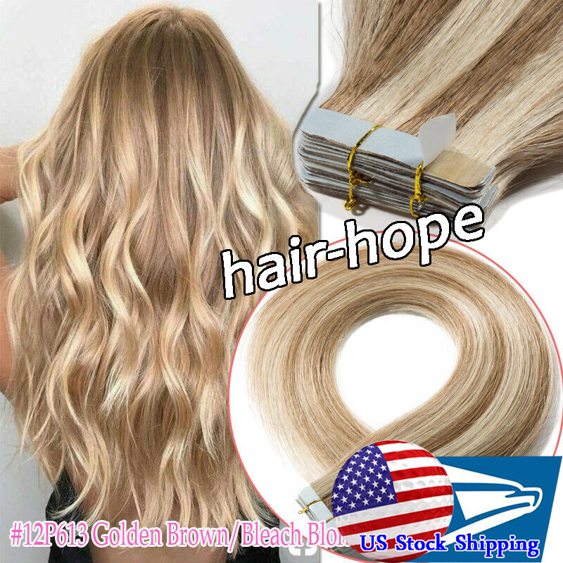 Adhesive Invisible Tape in Real Human Hair Extensions Skin Wefts Remy Hair Style