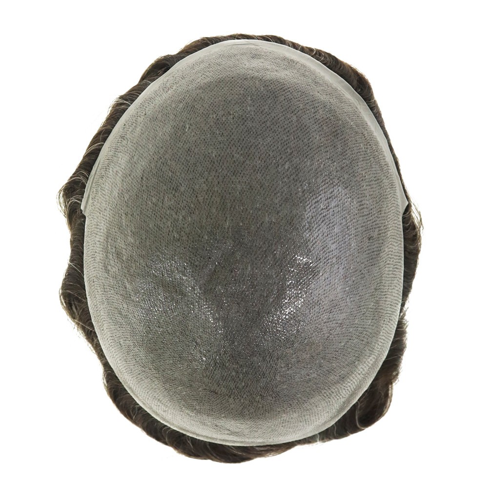 Super Thin Skin Men Hair Piece 8×10 Real Human Hair Daily Wear Toupee Brown #210