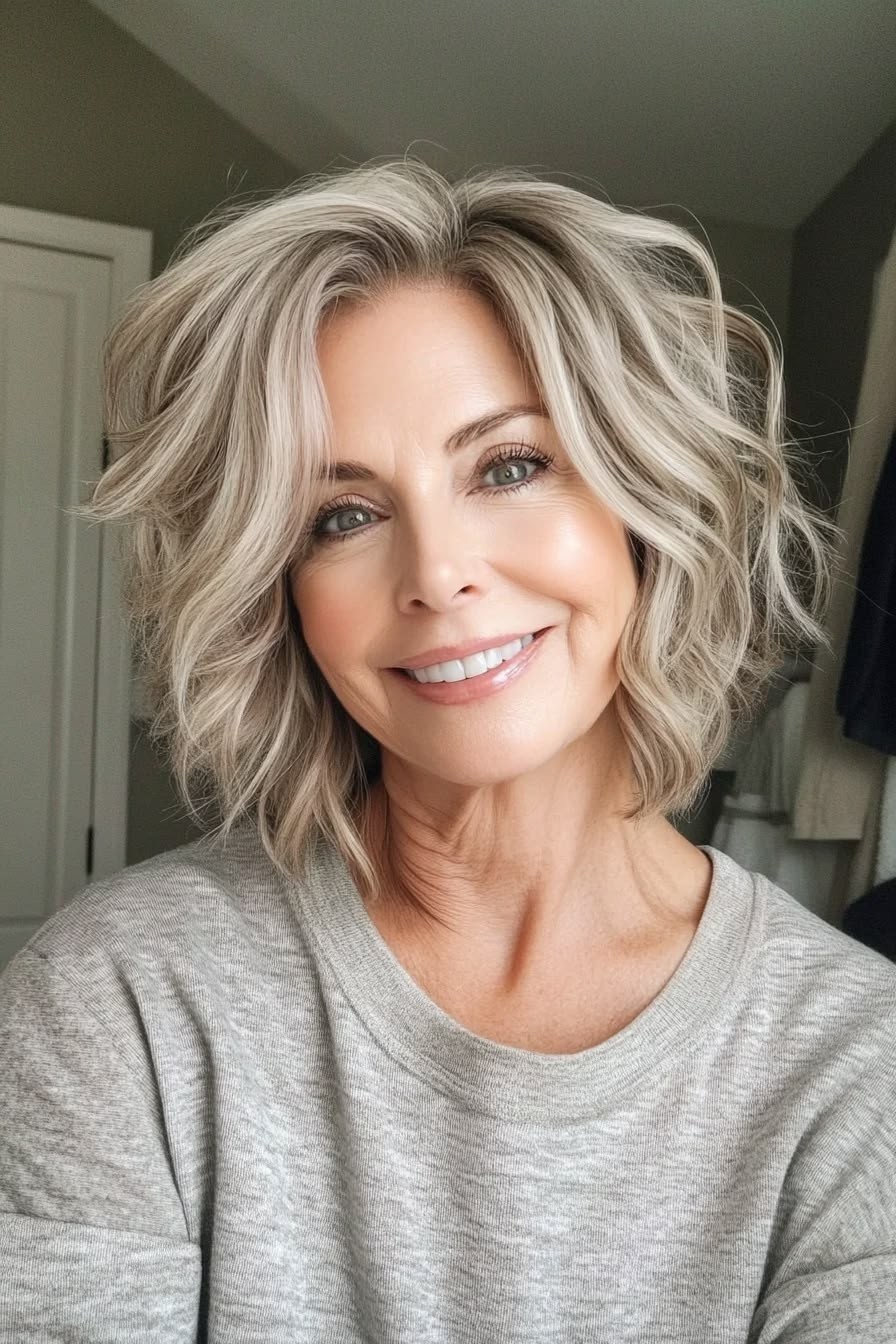 Short Ombre Ash Blonde Wavy Wigs 100% Human Hair Lace Front Wigs 10inch