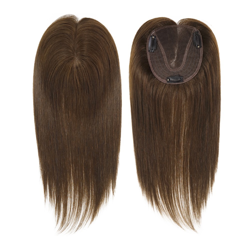 Womens Human Hair Replecement System Wig Durable Lace Wefted in sides Hairpiece