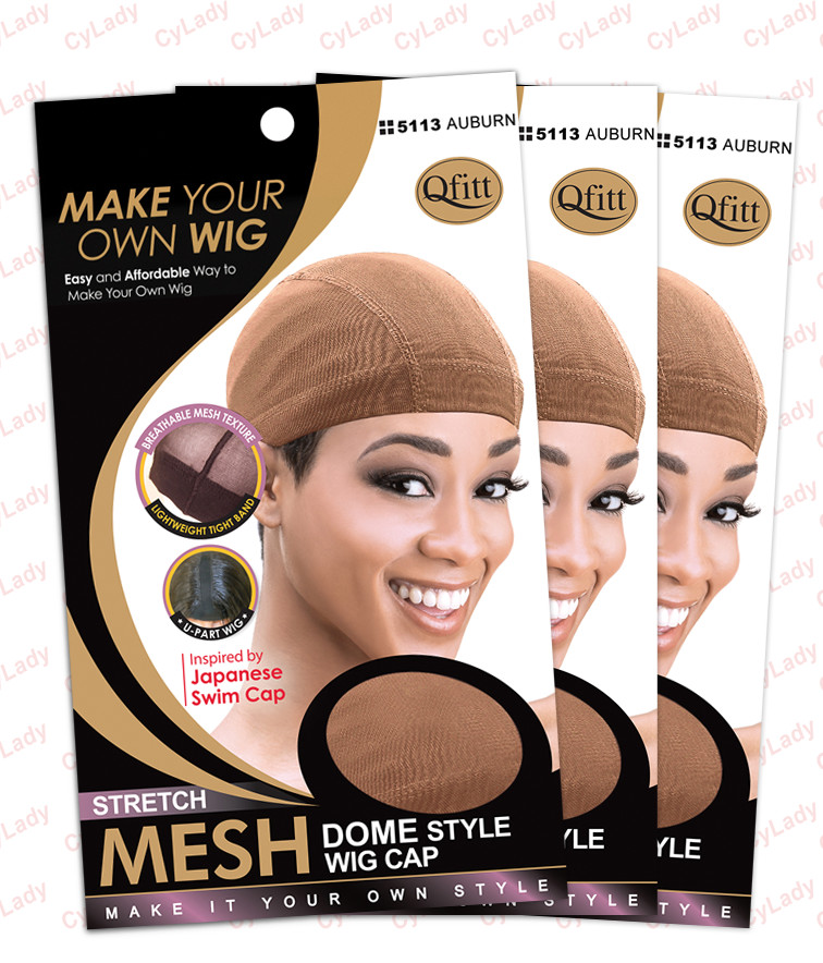 QFITT MESH DOME STYLE WIG CAP(3PCS) Black,Brown,Auburn,Beige Colors