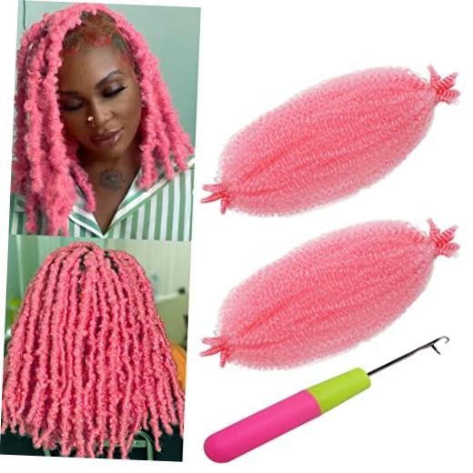 12 Inch Pink Spring Twist Hair 2 Packs Springy Afro Twist Hair 12IN-2PACK PINK
