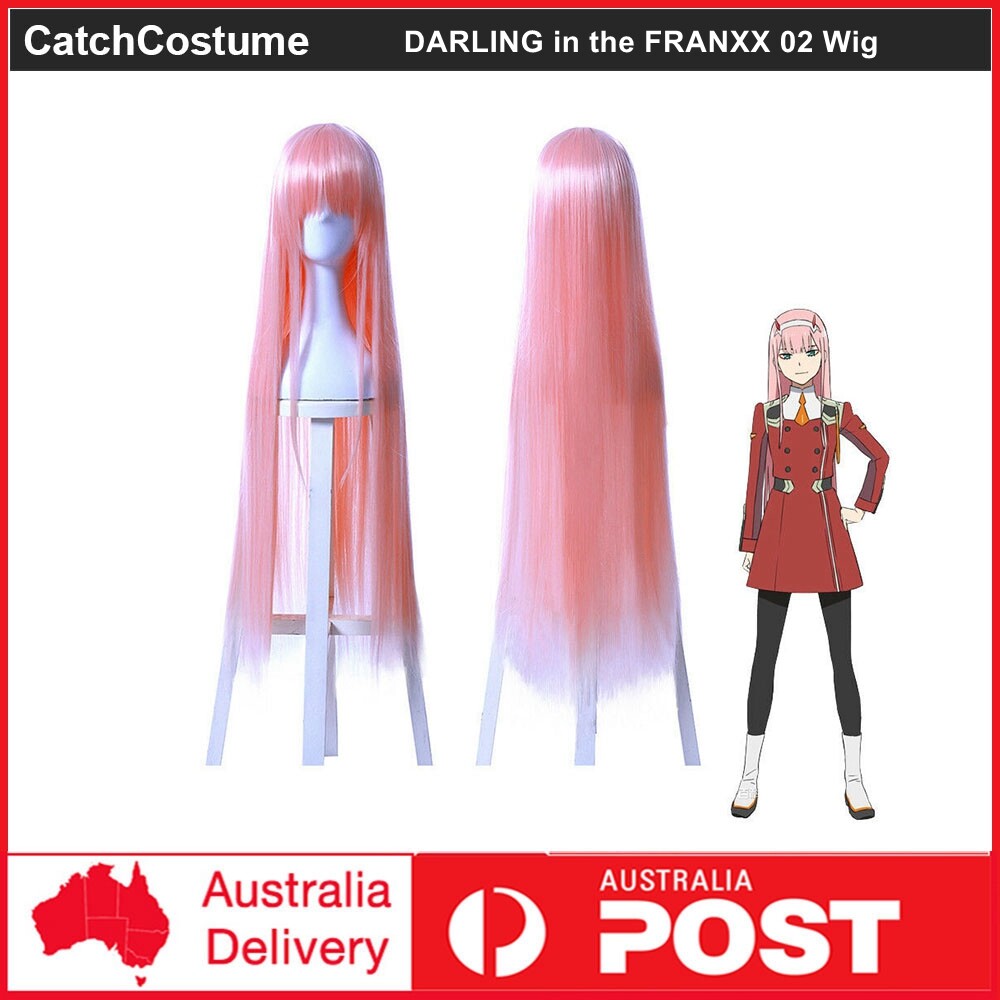DARLING in the FRANXX 02 ZERO TWO Long Straight Pink Cosplay Wig for Girls Women