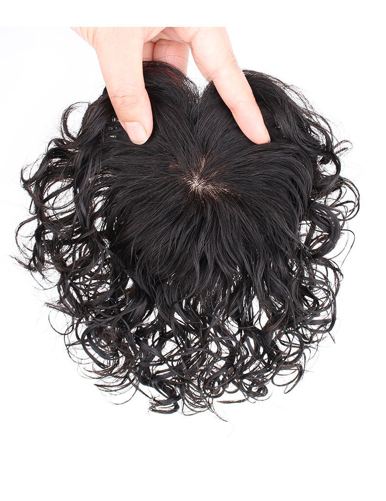 Short Wavy Curly Hair Wiglet Topper Human Hair Replacement for Women’s Thin Hair
