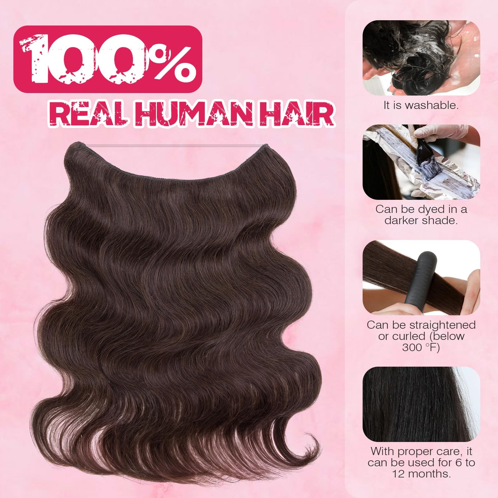 Halo Hair Extensions Real Human Hair My-Lady Adjustable Halo Extensions Real