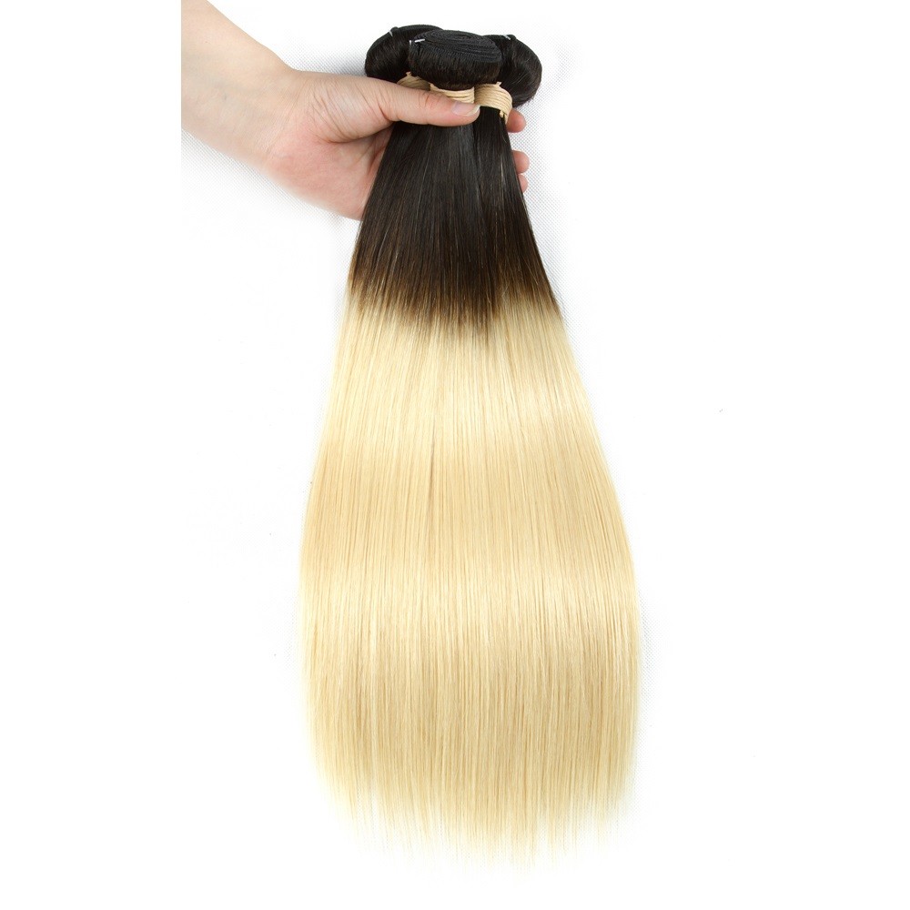 Ombre 1B/613 Straight Virgin Remy Human Hair 1 or 3 bundles US seller
