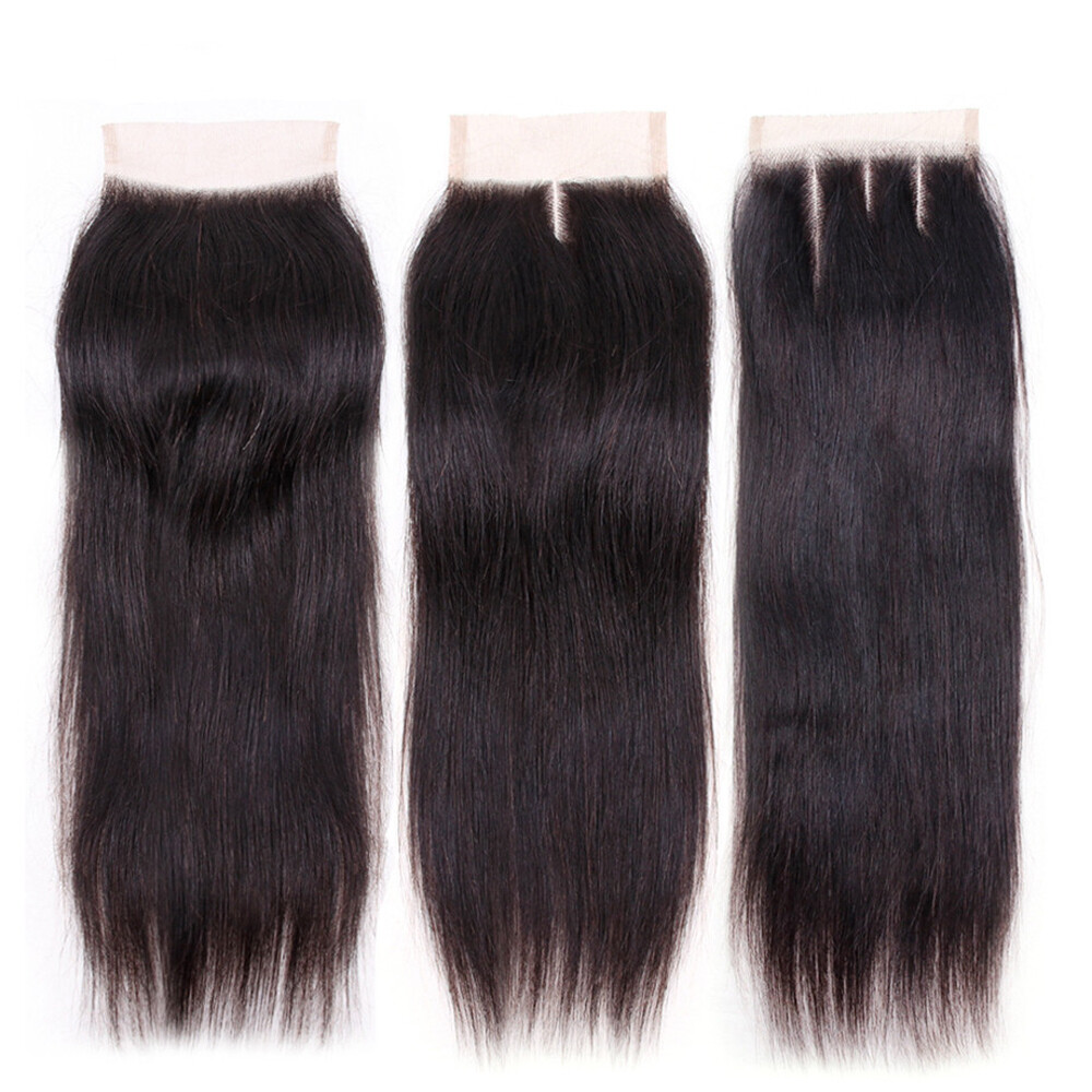 5×5 Skin Base Lace Closure Human Hair Silk Top Closure Straight Natural Black