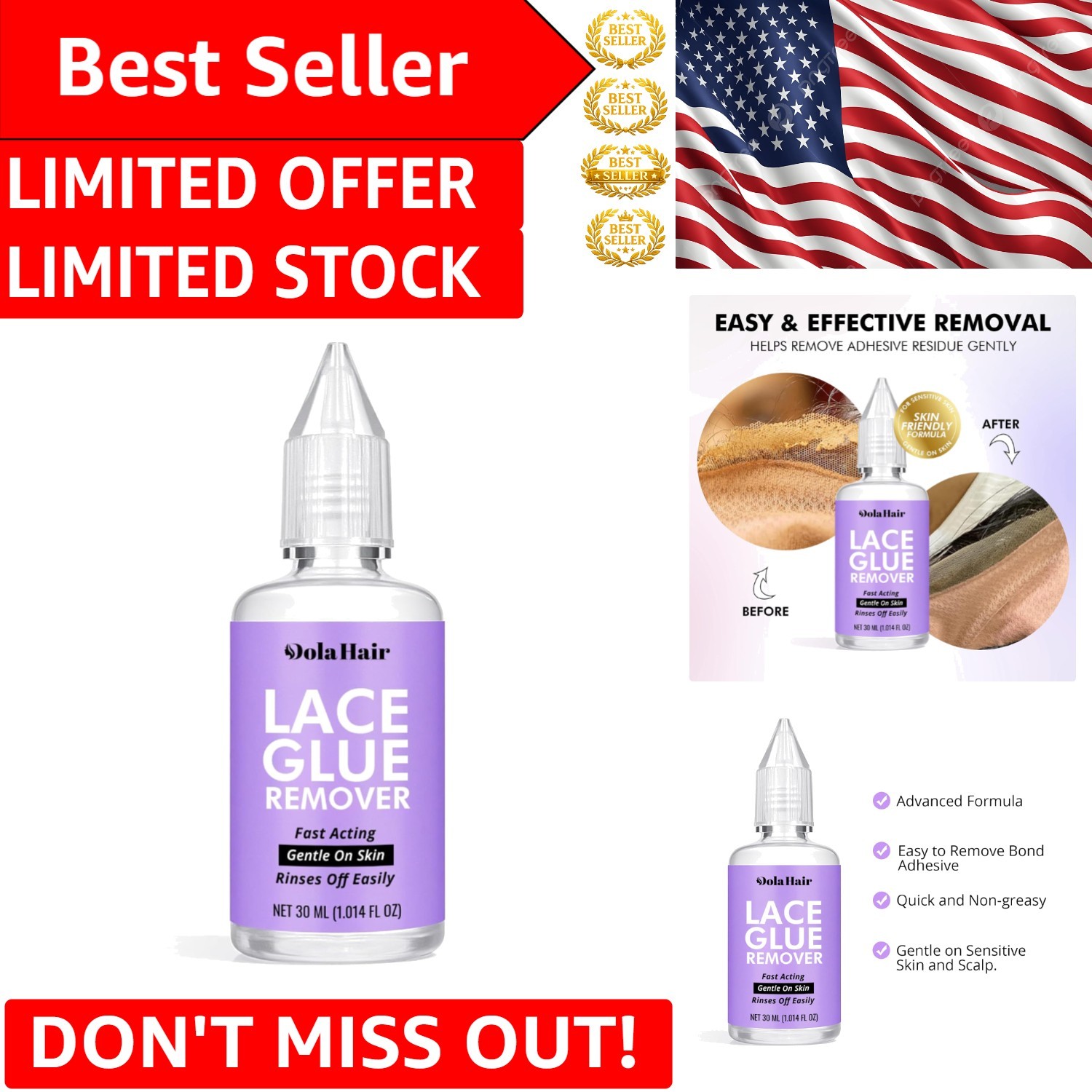 Waterproof Lace Glue Remover – Gentle Formula for Lace Wigs & Extensions