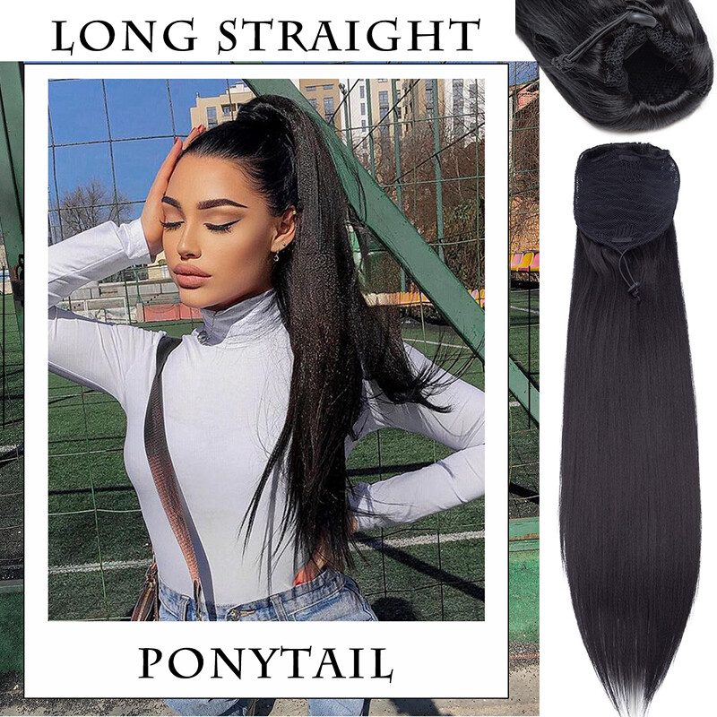 18in Thick Drawstring Ponytail Clip In Hair Extension Pony Tail Real As Human