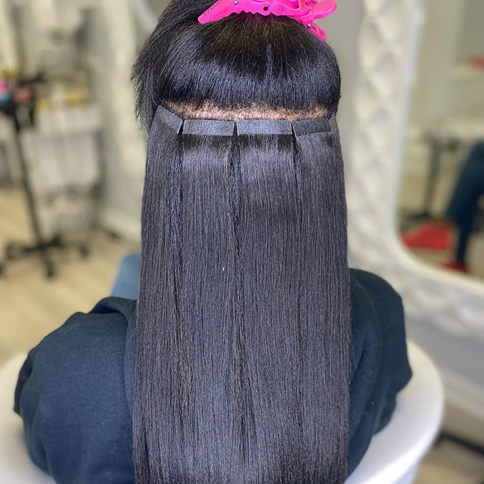 Tape In Human Hair Natural Color 20pcs KinKy Straight Body Wave Deep wave ST