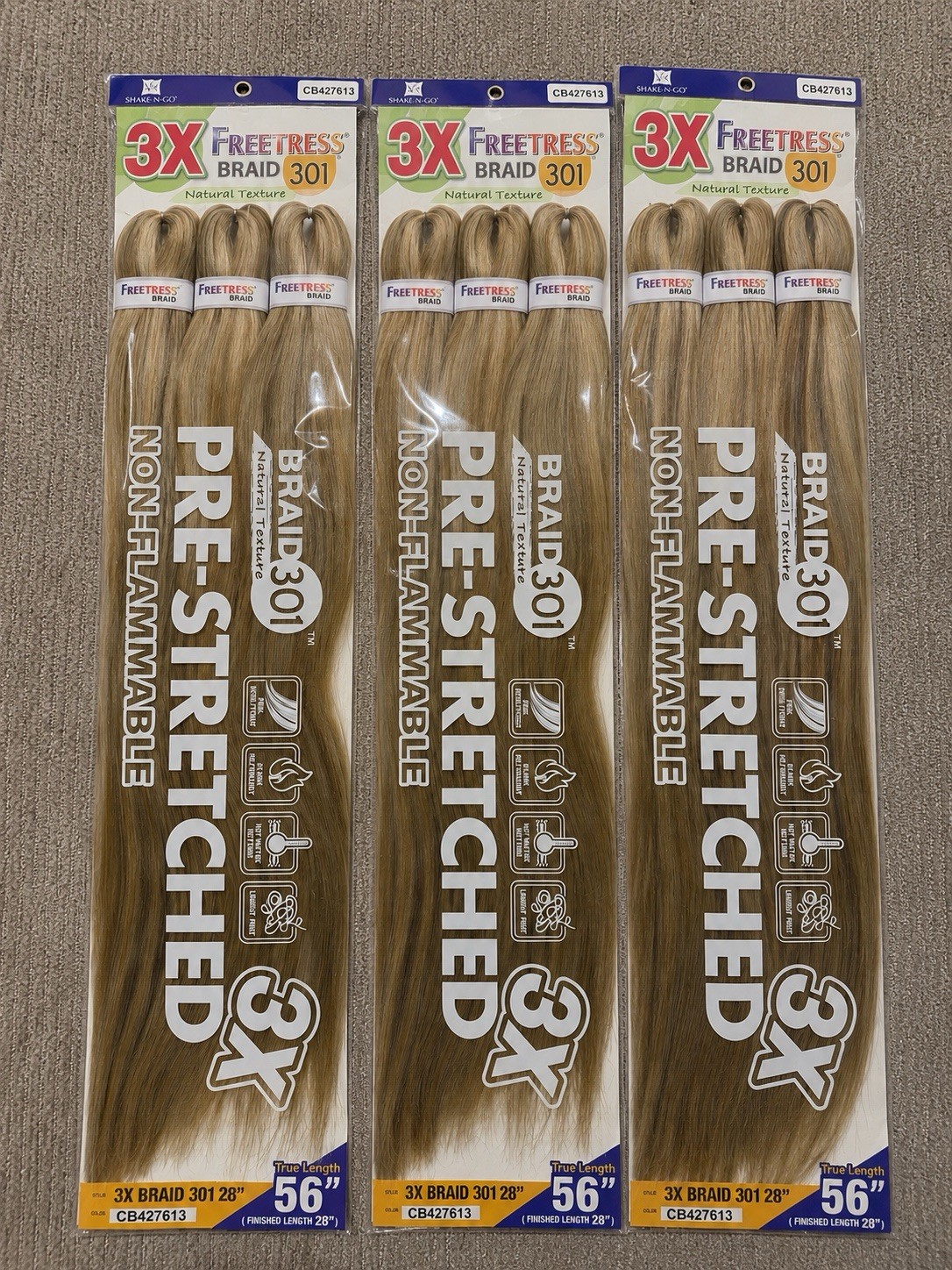 Freetress 3X Pre-Stretched Non-Flammable Synthetic Braid 56in #CB427613