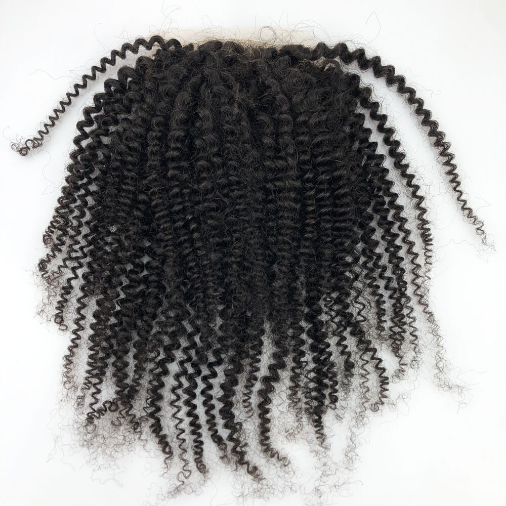 5*5 Silk Base Lace Closure Human Hair Women’s Afro Kinky Curly Skin Top Closure