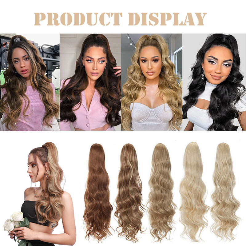 24″ Long Drawstring Ponytail Pony Tail Clip In Hair Extension Real as Human US