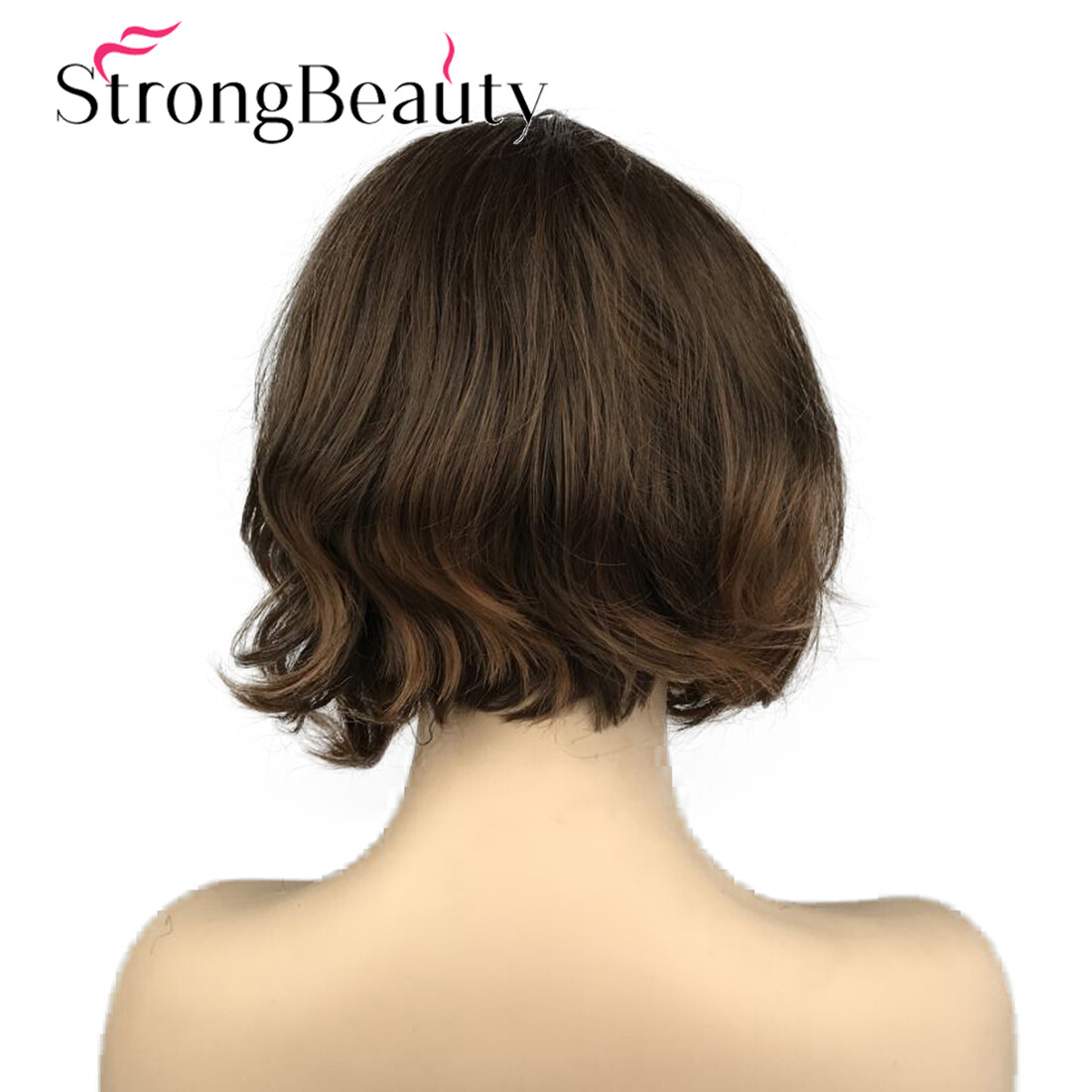Fashion Women Short Curly Bob Wig Synthetic Party Mix Brown Hair Wigs #2T30