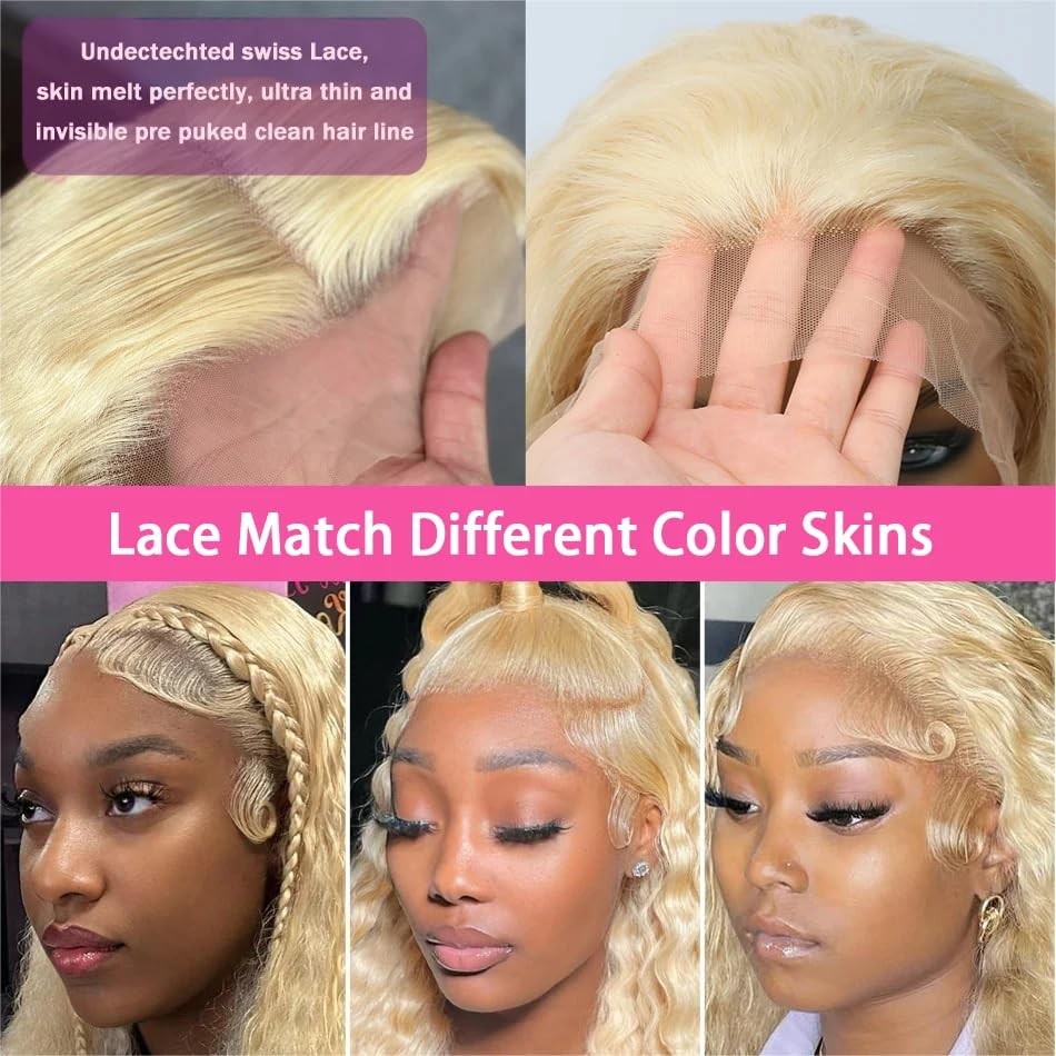 Mydiva 613 13X6 Lace Front Wig Human Hair Blonde Deep Wave Wig 18 Inch 180