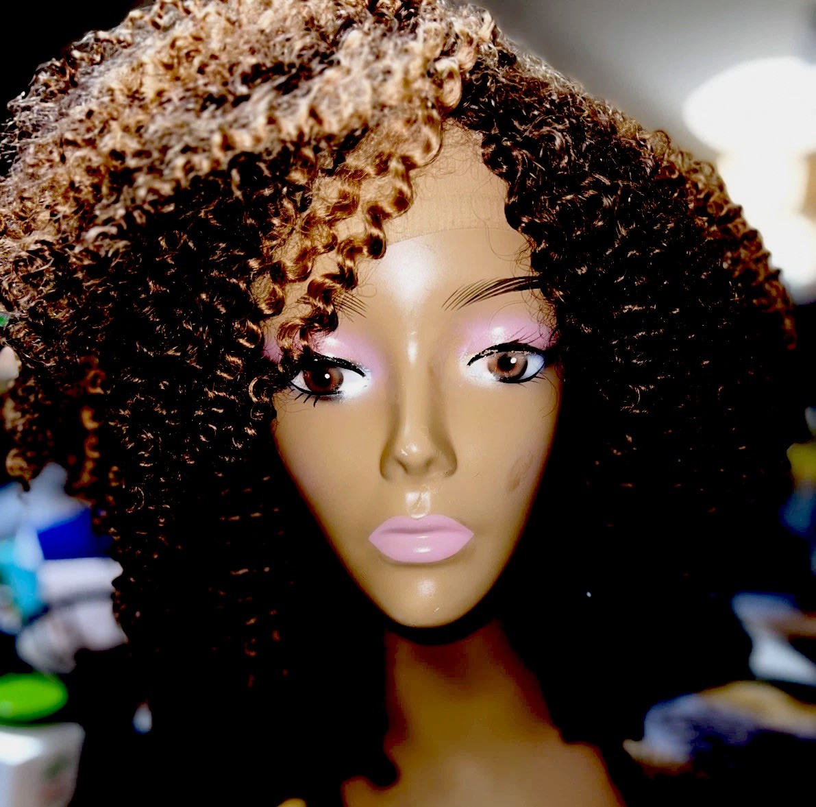14” TEXTURED 100% HUMAN HAIR WIG SPIRAL CURL 2/4/30 HANDTIED THICK NWOT 🩷