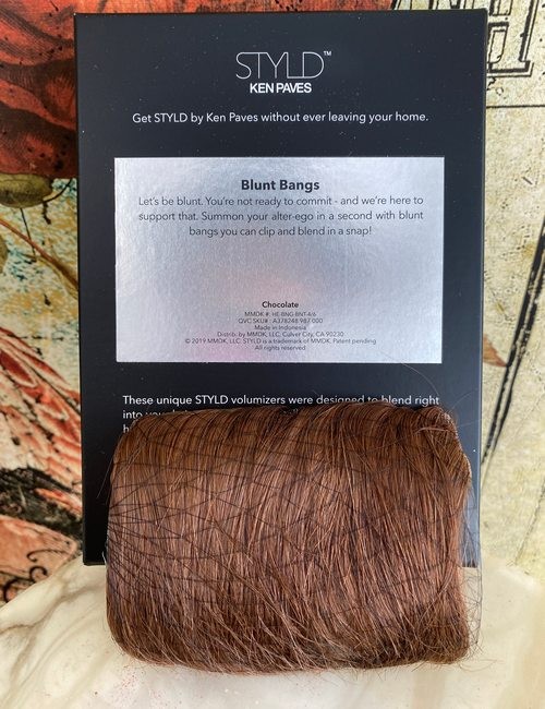 STYLD by KEN PAVES Chocolate Blunt Bangs Hair Extensions Human New