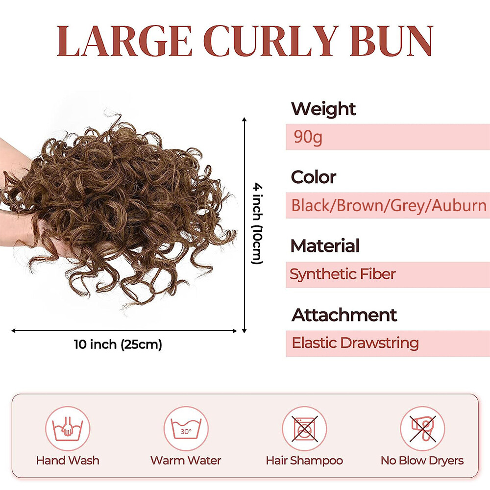 Extra Thick Curly Wavy Bun Drawstring Ponytail Hair Piece Extension Black Brown
