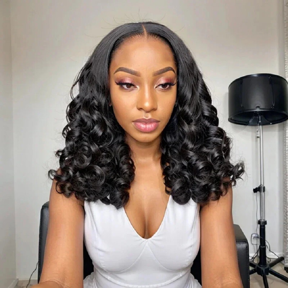 13×4 Lace Frontal Spring Egg Curl Human Hair Wig 180% Density Glueless Brazilian