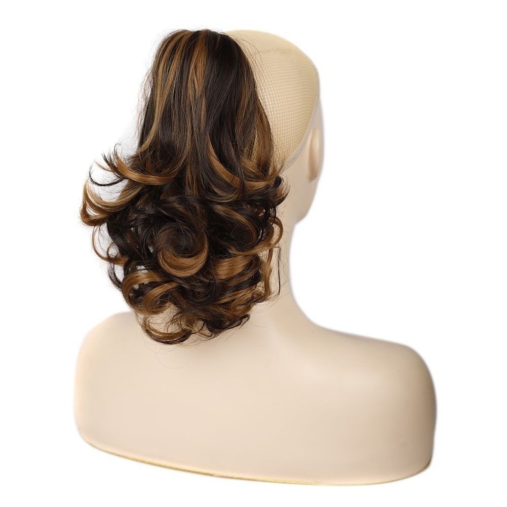 Handwoven Curly Clip Ponytail Extension High Temperature Wire Hair 30cm